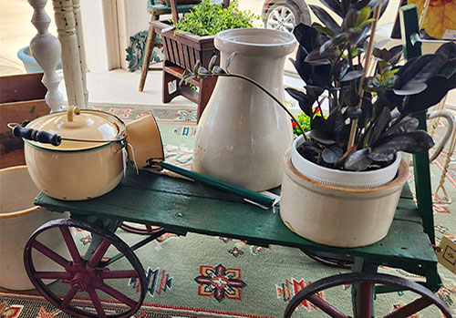 Vesta Hearth wagon with plants
