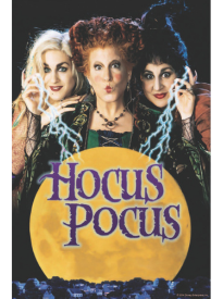 Hocus Pocus movie poster featuring the Sanderson Sisters for Movies on the Lawn family movie night in Excelsior Springs.