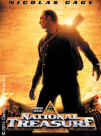 National Treasure movie poster featuring Nicolas Cage for Movies on the Lawn in Downtown Excelsior Springs.