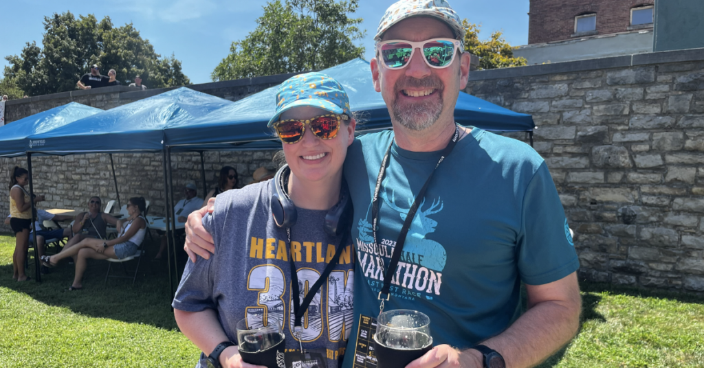 Guests sampling craft beer during the Home Brew Contest at the BBQ & Fly-In on the River.